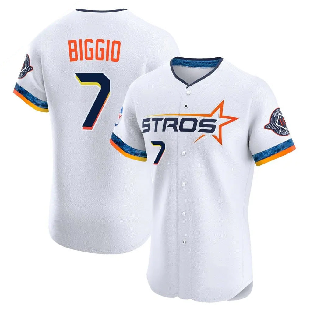 Kdoa H.Astros #7 Craig Biggio Player White City Connect Limited Elite Home Stitched Jerseys