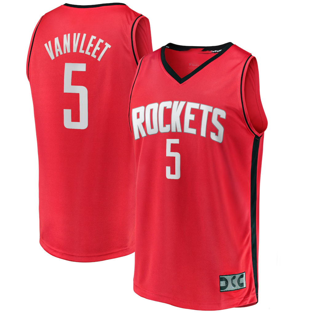 Kdoa H.Rockets #5 Fred VanVleet Red Fast Break Replica Player Stitched Jerseys-Icon Edition