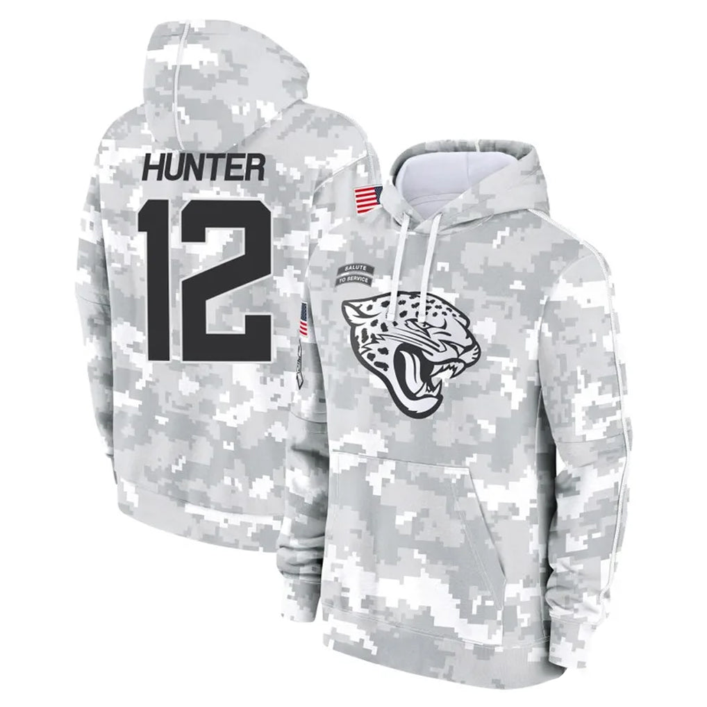 Kdoa J.Jaguars #12 Travis Hunter Player Arctic Camo Salute to Service Hoodies Limited Game Stitched Jerseys
