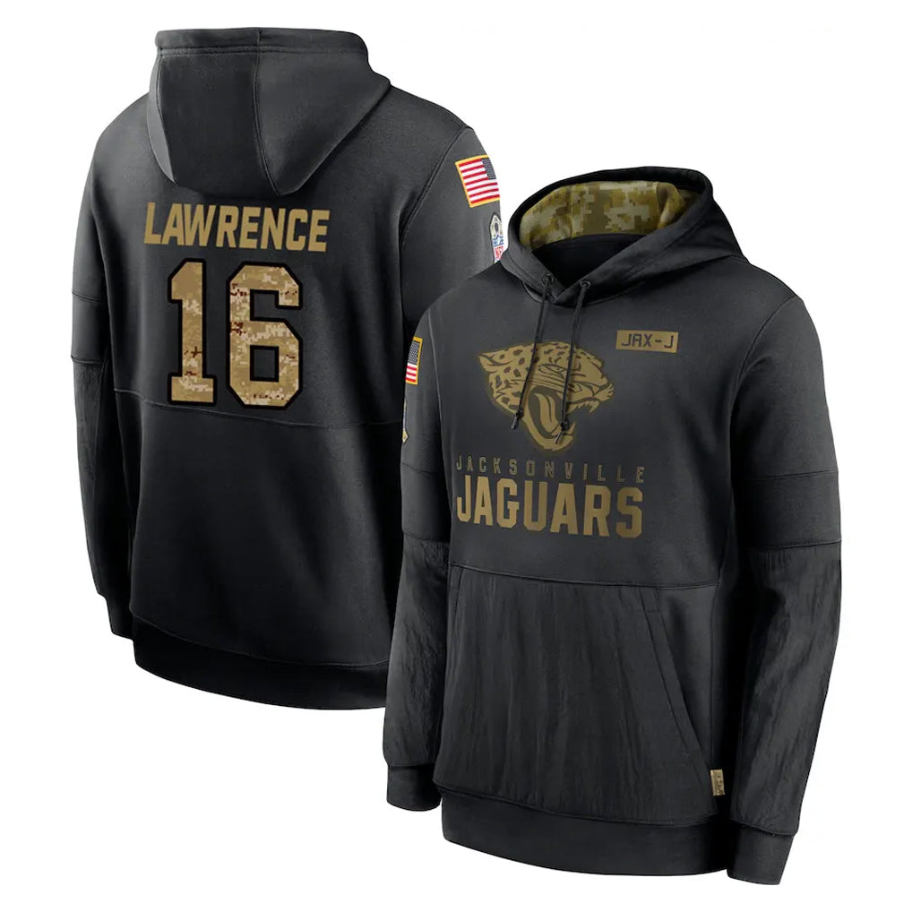 Kdoa J.Jaguars #16 Trevor Lawrence Player Black Salute to Service Hoodies Limited Game Stitched Jerseys