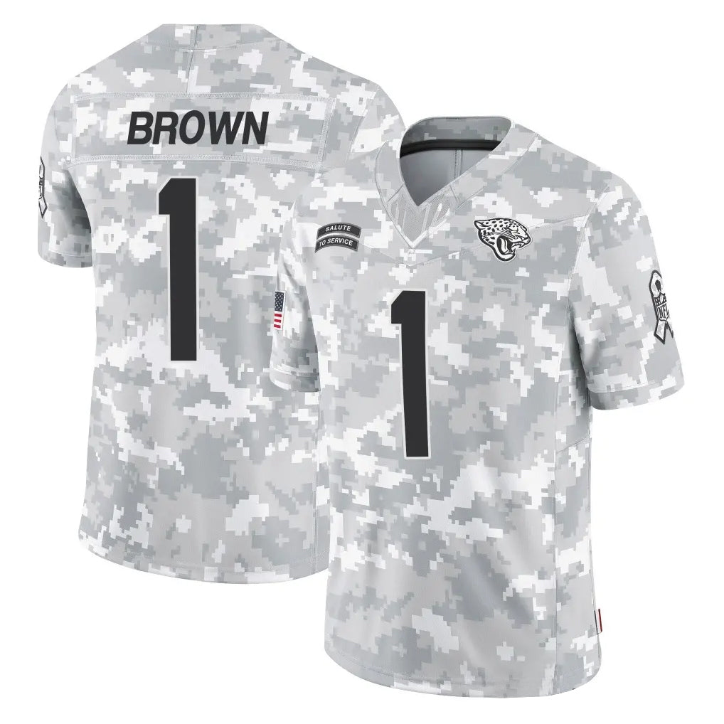 Kdoa J.Jaguars #1 Montaric Brown Player Arctic Camo Salute To Service Limited Game Stitched Jerseys
