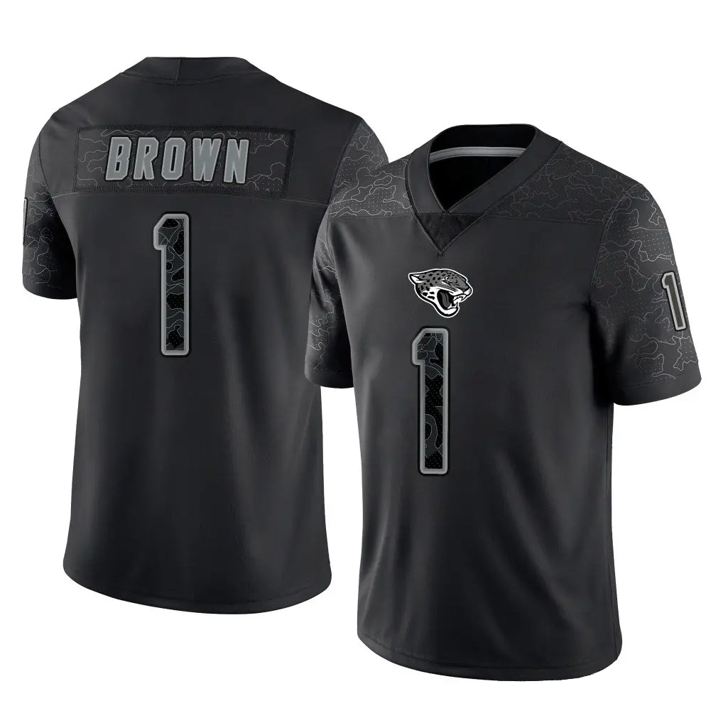 Kdoa J.Jaguars #1 Montaric Brown Player Black Reflective Limited Game Stitched Jerseys