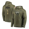 Kdoa J.Jaguars #1 Montaric Brown Player Olive Salute to Service Pullover Hoodies Home Game Stitched Jerseys