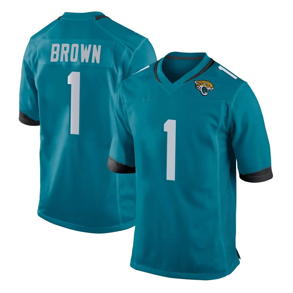 Kdoa J.Jaguars #1 Montaric Brown Player Teal Home Game Stitched Jerseys