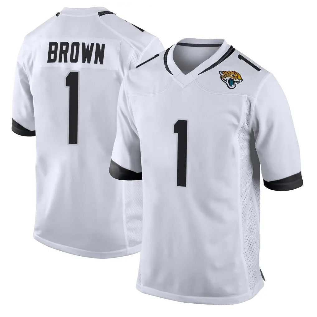 Kdoa J.Jaguars #1 Montaric Brown Player White Home Game Stitched Jerseys