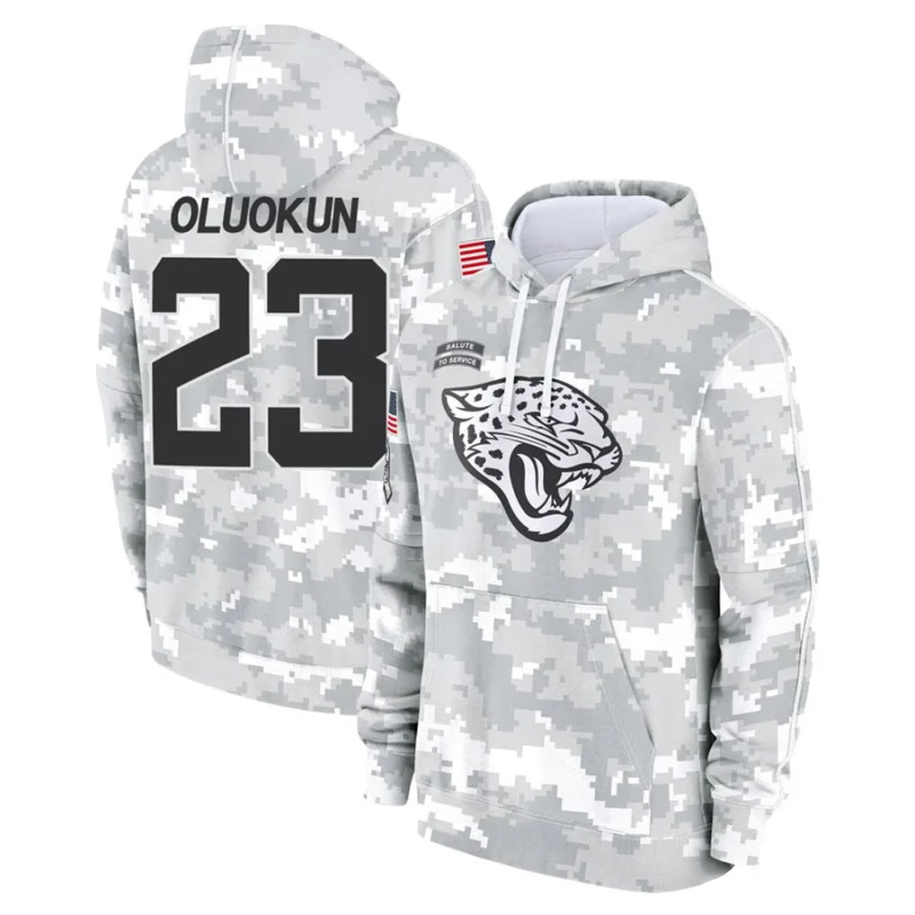 Kdoa J.Jaguars #23 Foyesade Oluokun Player Arctic Camo Salute to Service Hoodies Limited Game Stitched Jerseys
