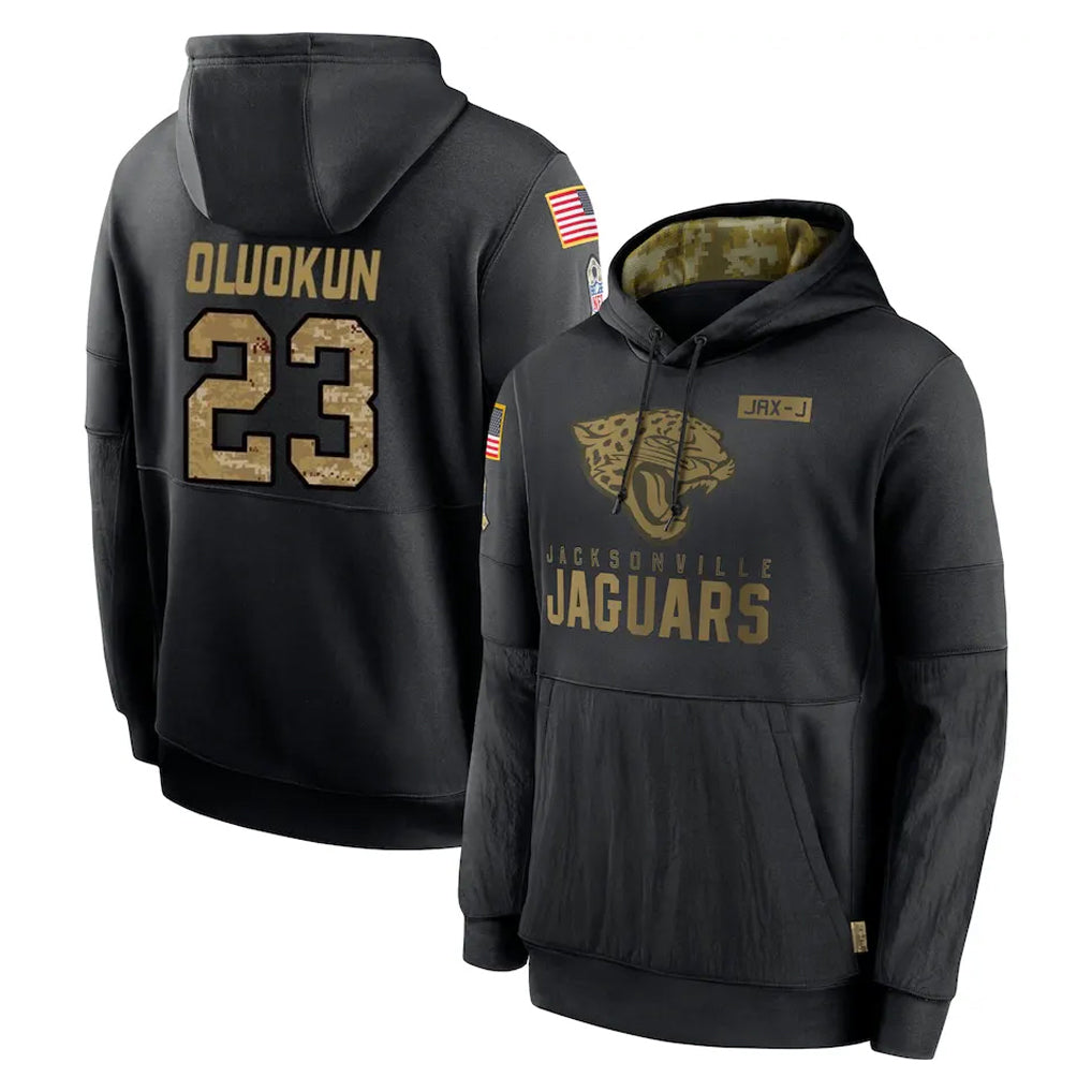 Kdoa J.Jaguars #23 Foyesade Oluokun Player Black Salute to Service Hoodies Limited Game Stitched Jerseys