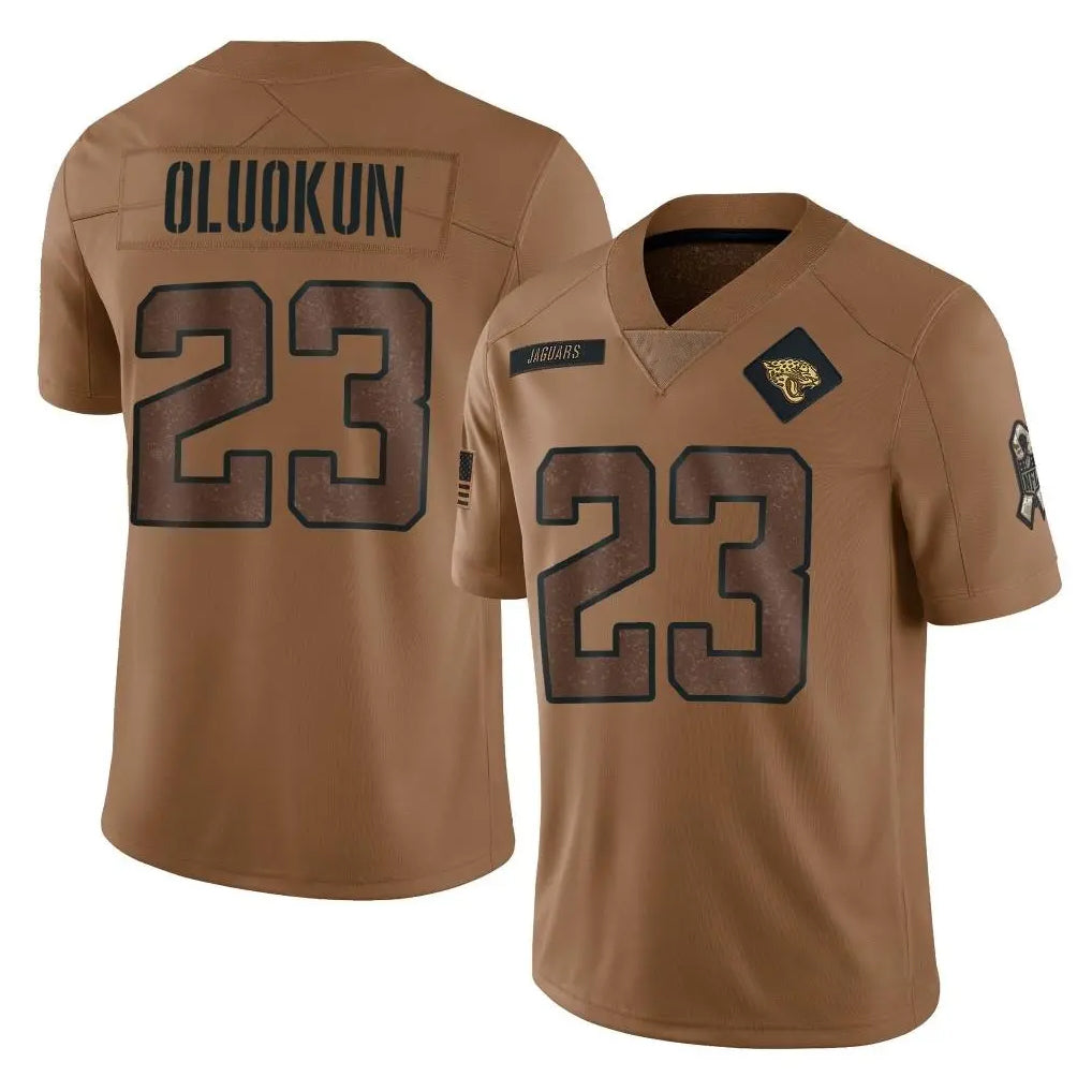 Kdoa J.Jaguars #23 Foyesade Oluokun Player Brown Salute To Service Limited Stitched Jerseys