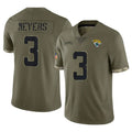 Kdoa J.Jaguars #3 Jakobi Meyers Player Olive Salute To Service Limited Stitched Jerseys