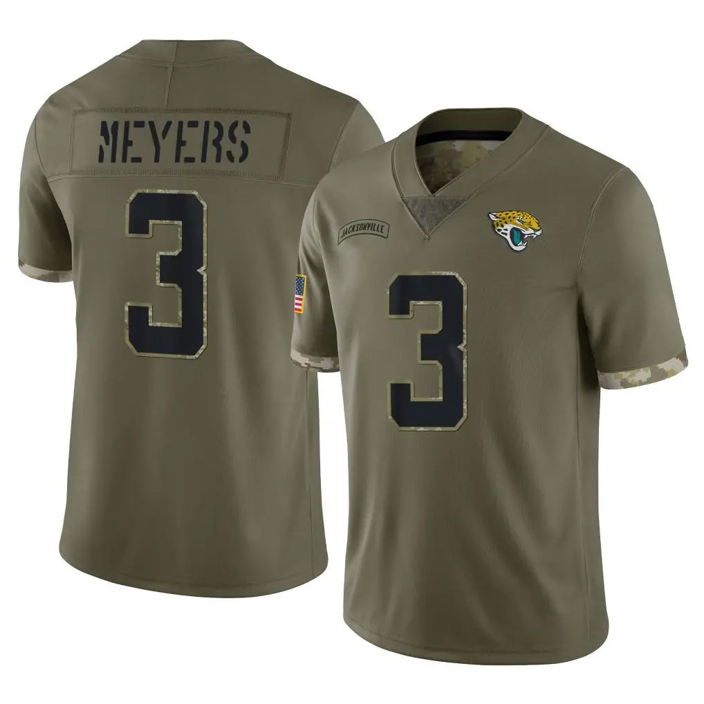 Kdoa J.Jaguars #3 Jakobi Meyers Player Olive Salute To Service Limited Stitched Jerseys