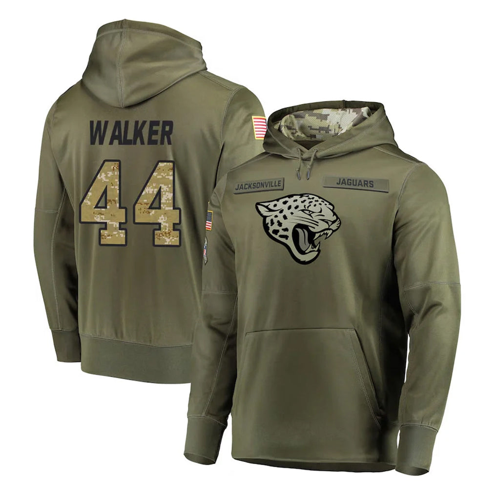 Kdoa J.Jaguars #44 Travon Walker Player Olive Salute to Service Pullover Hoodies Home Game Stitched Jerseys
