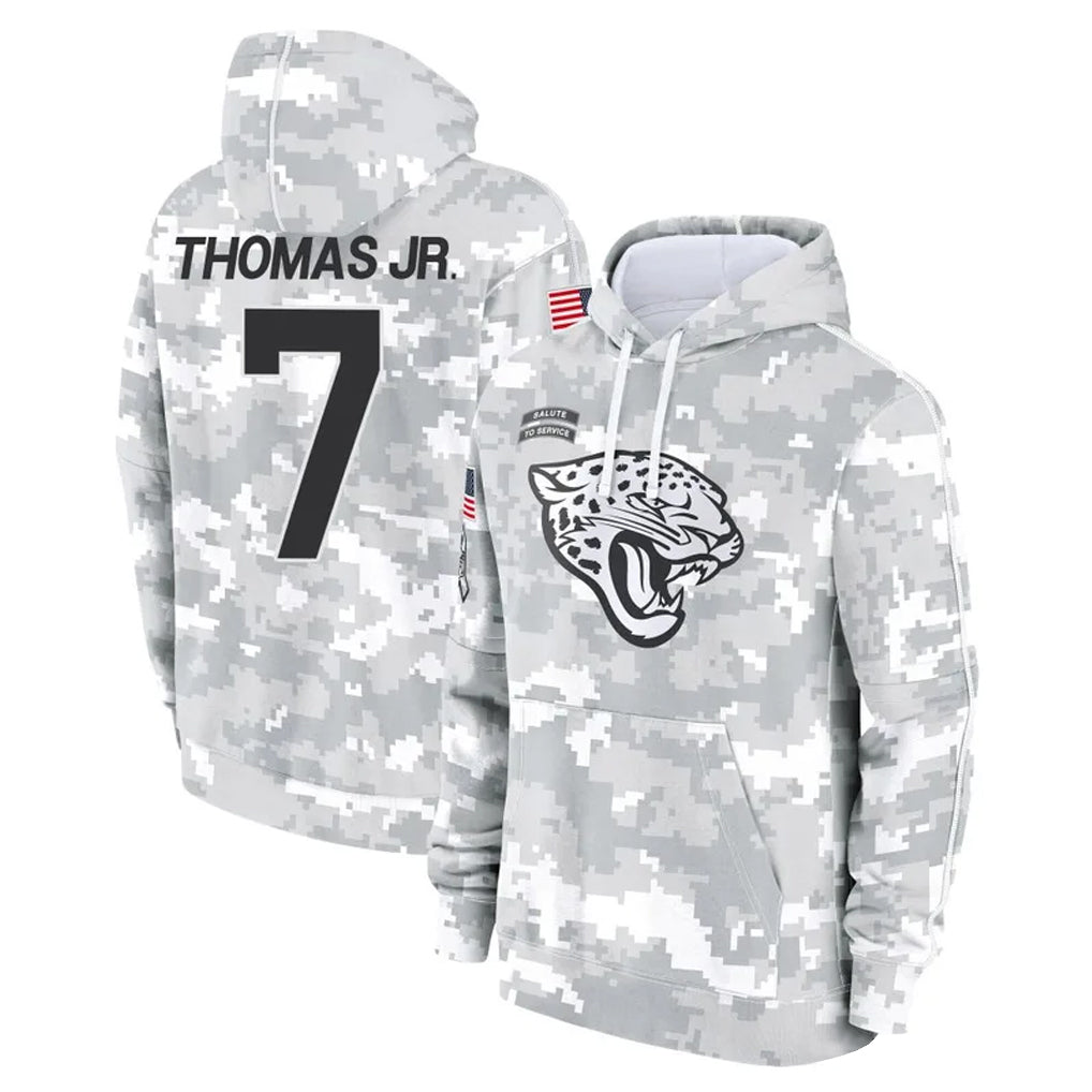 Kdoa J.Jaguars #7 Brian Thomas Jr. Player Arctic Camo Salute to Service Hoodies Limited Game Stitched Jerseys