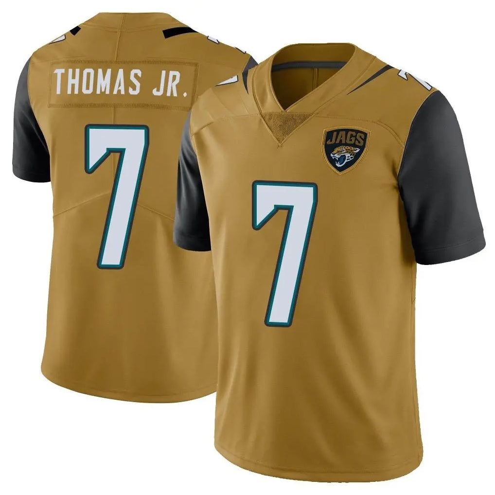 Kdoa J.Jaguars #7 Brian Thomas Jr. Player Gold Vapor Limited Home Game Stitched Jerseys
