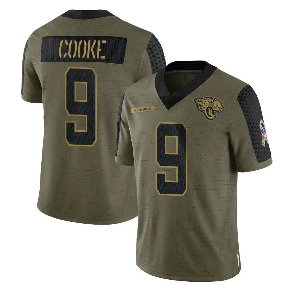 Kdoa J.Jaguars #9 Logan Cooke Player Olive Salute To Service Limited Game Stitched Jerseys