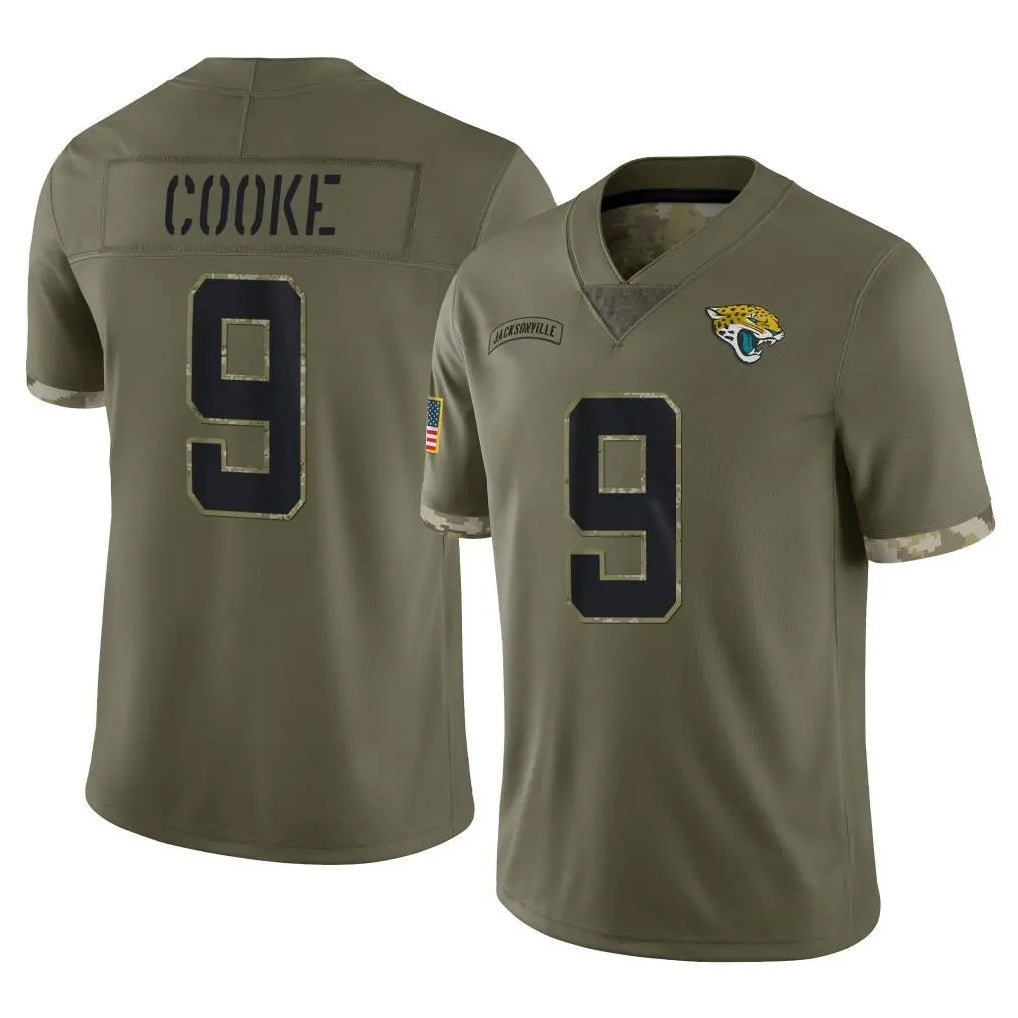 Kdoa J.Jaguars #9 Logan Cooke Player Olive Salute To Service Limited Stitched Jerseys