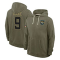 Kdoa J.Jaguars #9 Logan Cooke Player Olive Salute to Service Pullover Hoodies Limited Stitched Jerseys