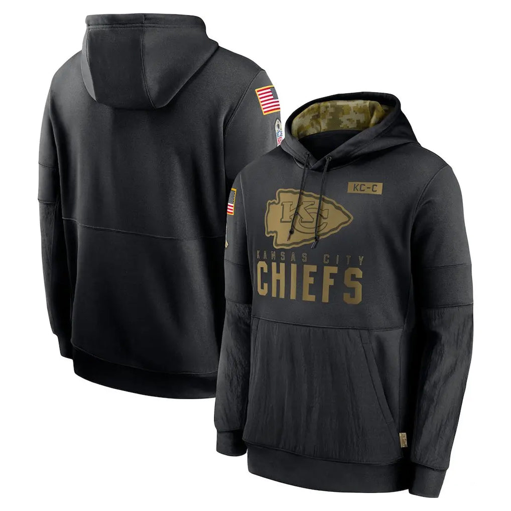 Kdoa KC.Chiefs Black Salute to Service Hoodies Limited Game Blank Player Stitched Jerseys