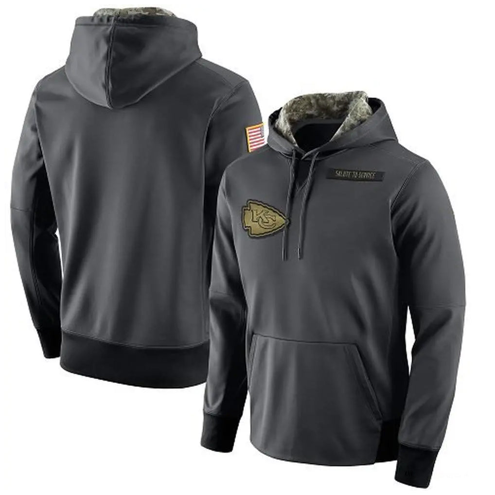 Kdoa KC.Chiefs Gray Salute to Service Hoodies Limited Game Blank Player Stitched Jerseys