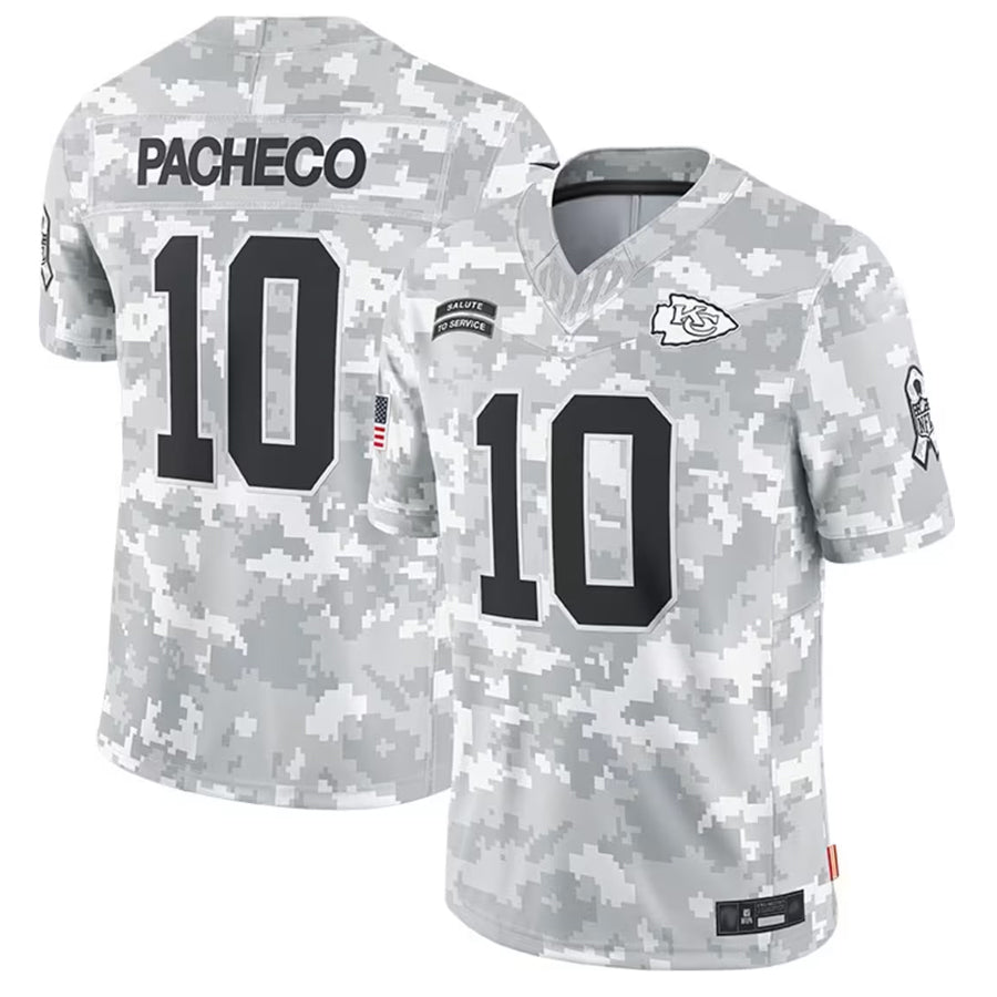 Kdoa KC.Chiefs #10 Isiah Pacheco Player Arctic Camo Salute to Service Limited Stitched Jerseys