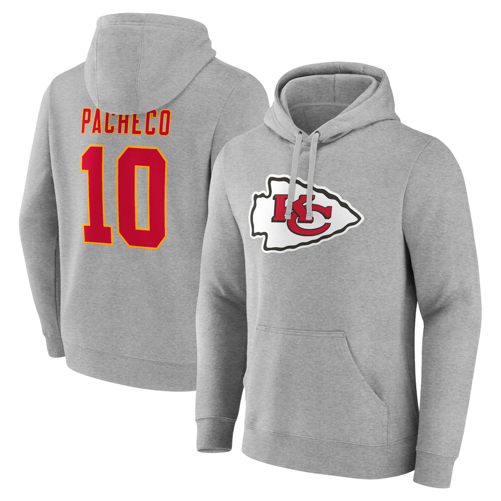 Kdoa KC.Chiefs #10 Isiah Pacheco Player Gray Pullover Hoodies Stitched Jerseys