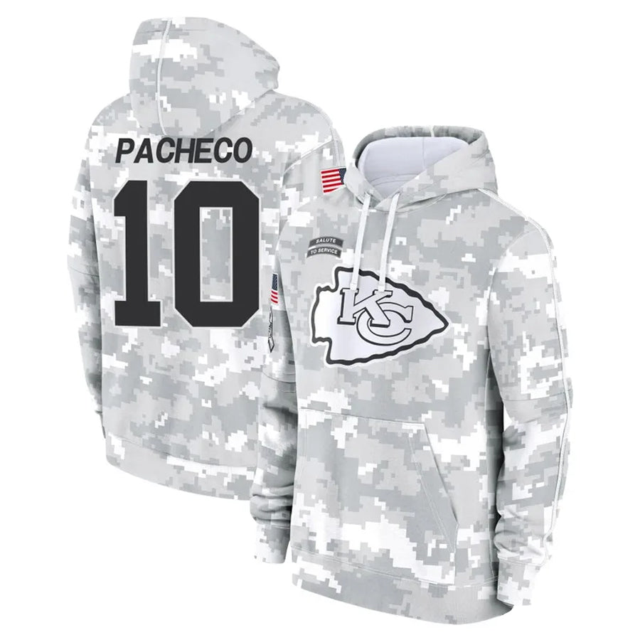 Kdoa KC.Chiefs #10 Isiah Pacheco Player Salute to Service Hoodies Stitched Jerseys