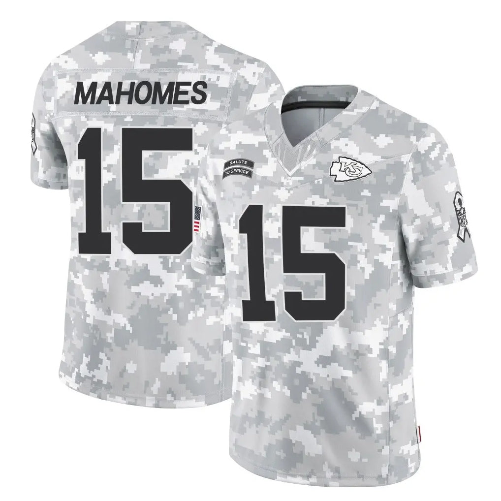 Kdoa KC.Chiefs #15 Patrick Mahomes Player Arctic Camo Salute To Service Limited Game Stitched Jerseys