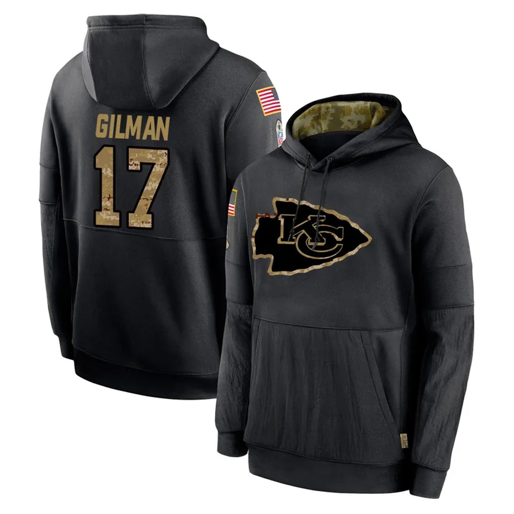 Kdoa KC.Chiefs #17 Alohi Gilman Player Black Salute to Service Hoodies Limited Game Stitched Jerseys