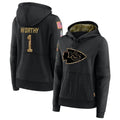 Kdoa KC.Chiefs #1 Xavier Worthy Player Black Salute to Service Hoodies Stitched Jerseys