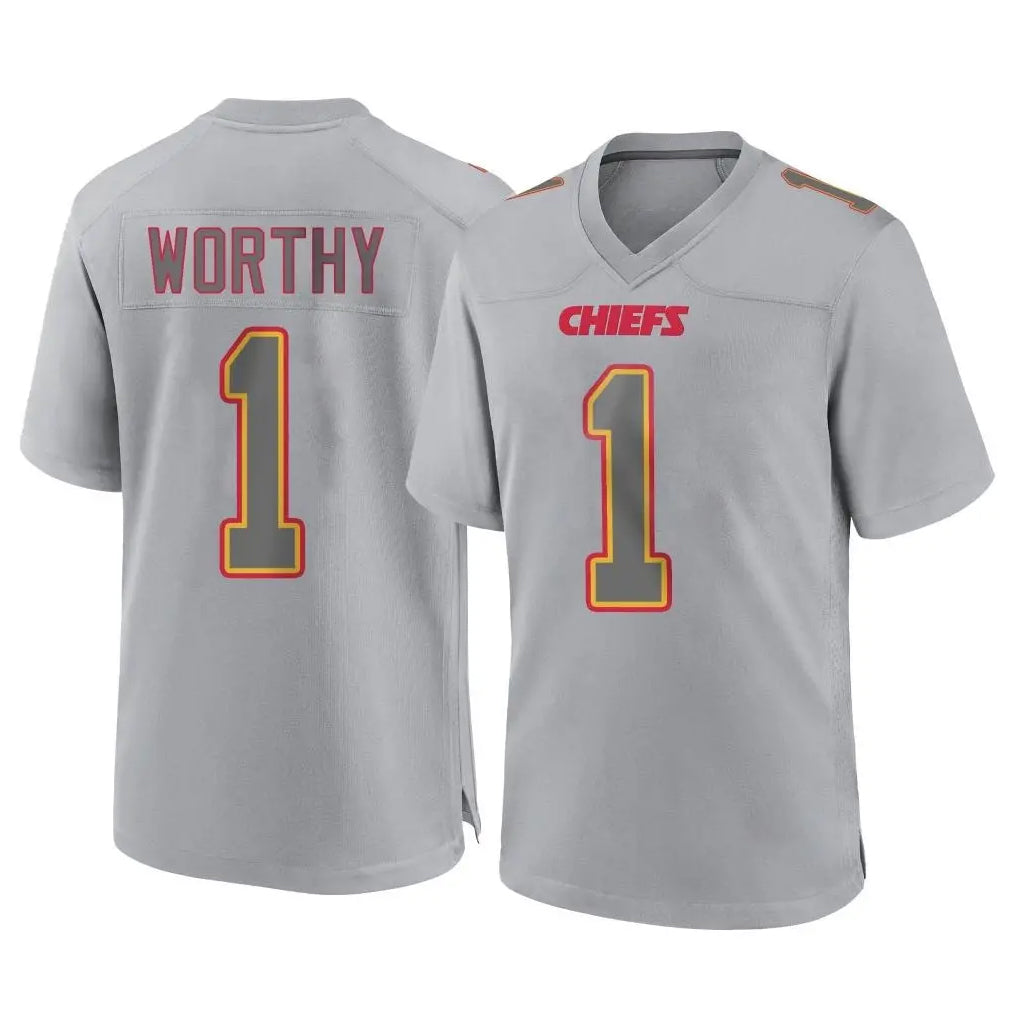 Kdoa KC.Chiefs #1 Xavier Worthy Player Gray Atmosphere Fashion Game Stitched Jerseys