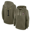 Kdoa KC.Chiefs #1 Xavier Worthy Player Olive Salute to Service Hoodies Stitched Jerseys
