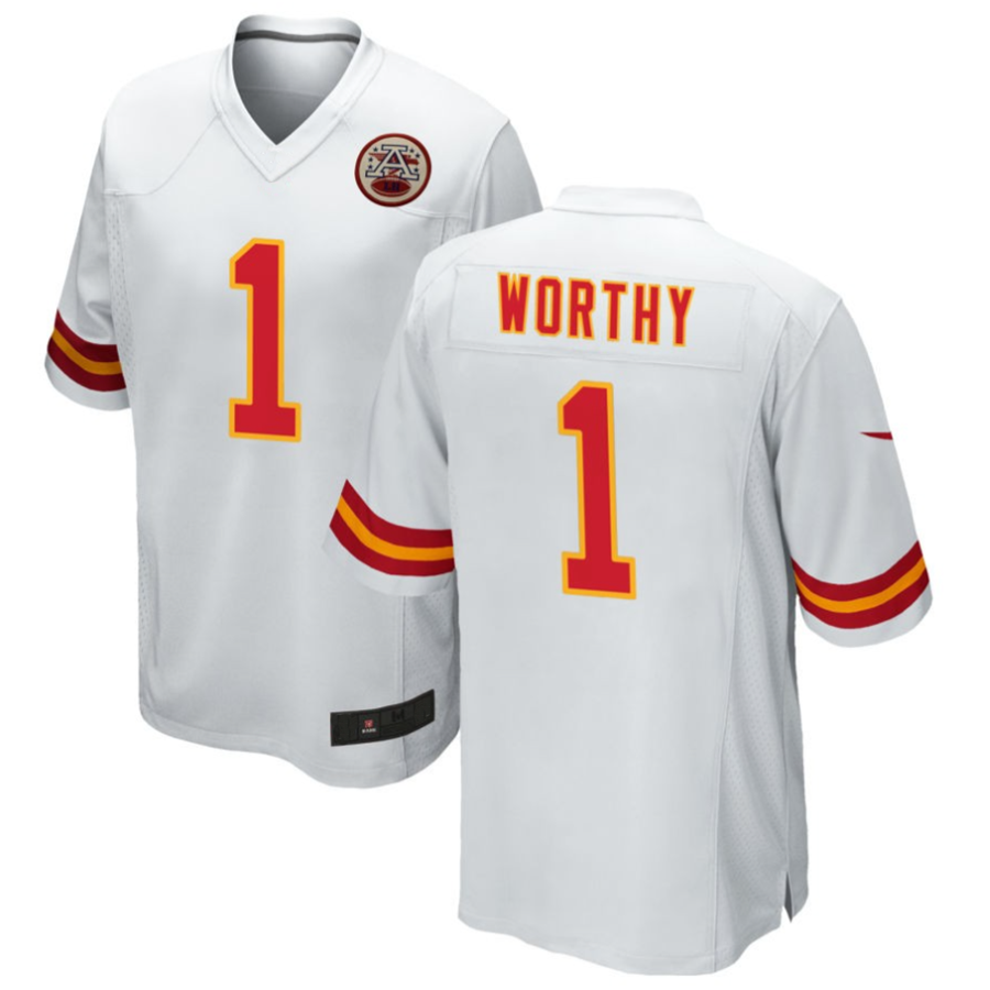 Kdoa KC.Chiefs #1 Xavier Worthy Player White Home Game Stitched Jerseys