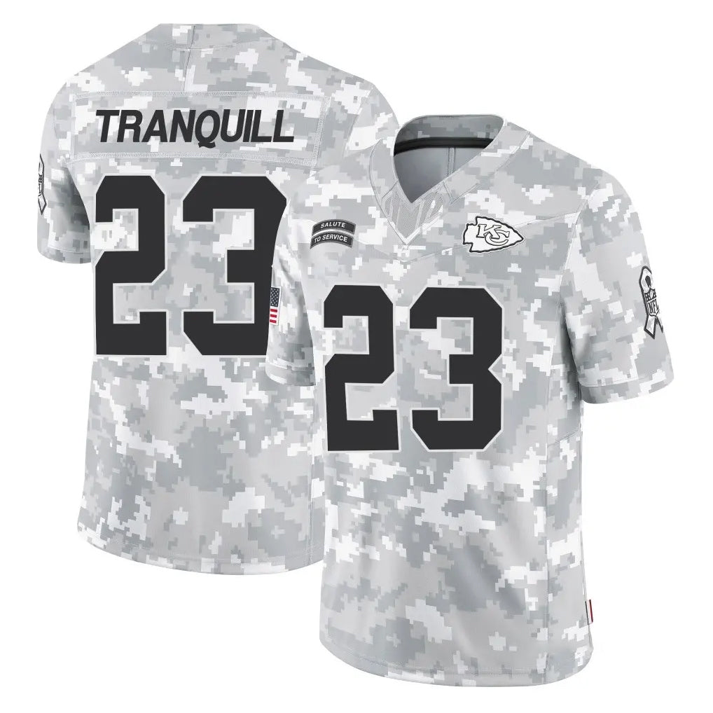 Kdoa KC.Chiefs #23 Drue Tranquill Player Arctic Camo Salute To Service Limited Game Stitched Jerseys