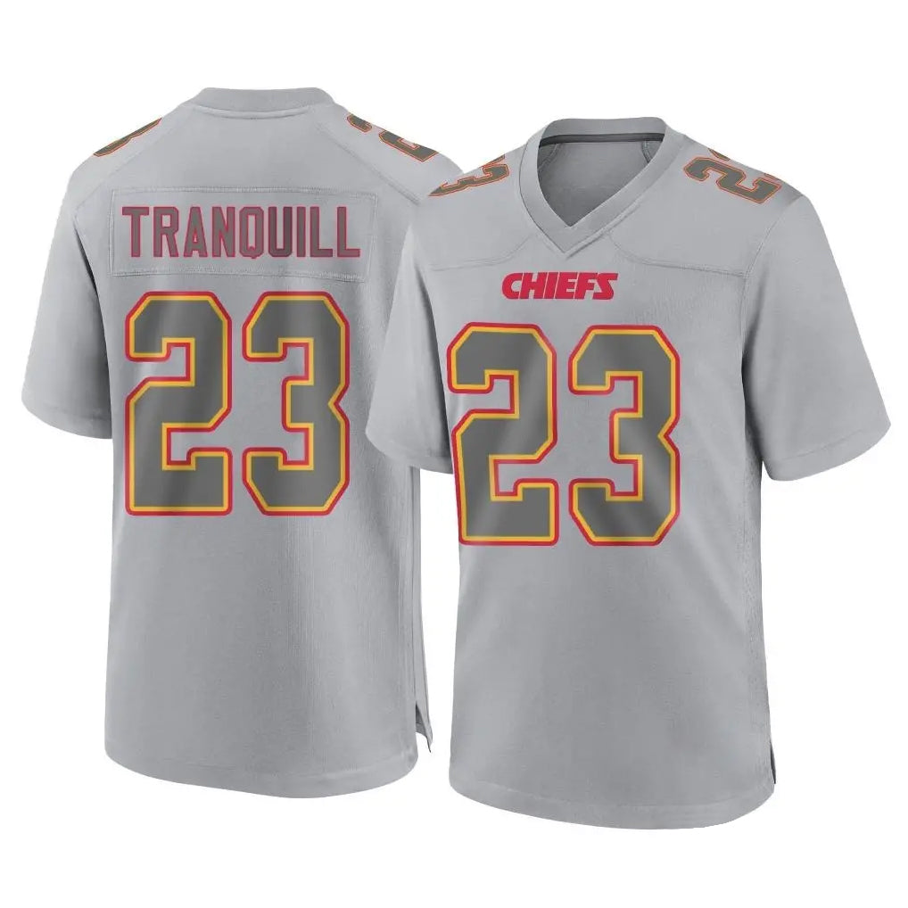 Kdoa KC.Chiefs #23 Drue Tranquill Player Gray Atmosphere Fashion Game Stitched Jerseys