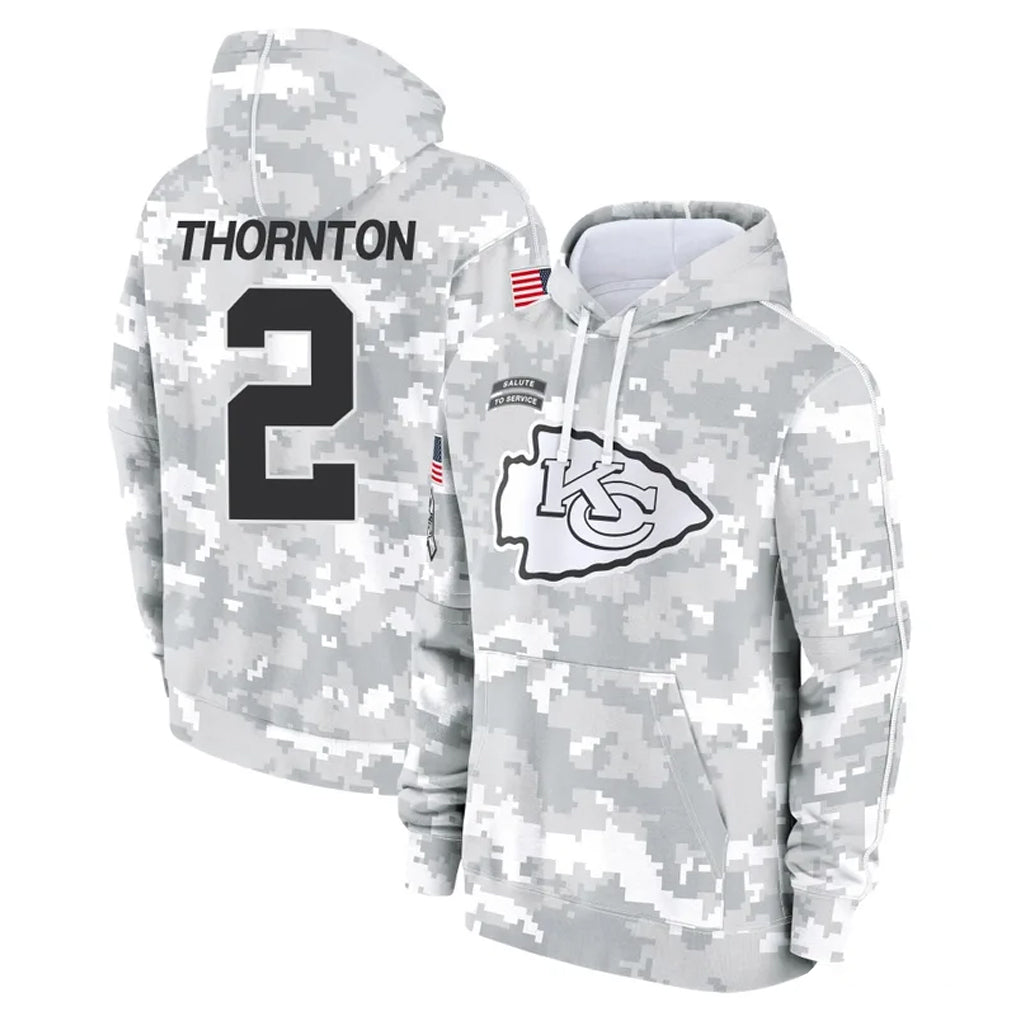 Kdoa KC.Chiefs #2 Tyquan Thornton Player Arctic Camo Salute to Service Hoodies Limited Game Stitched Jerseys
