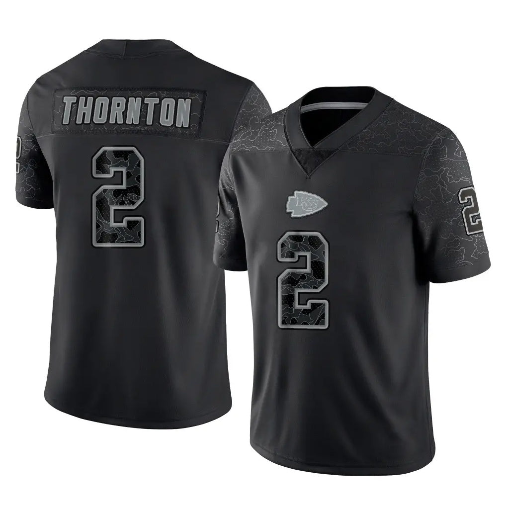 Kdoa KC.Chiefs #2 Tyquan Thornton Player Black Limited Reflective Game Stitched Jerseys