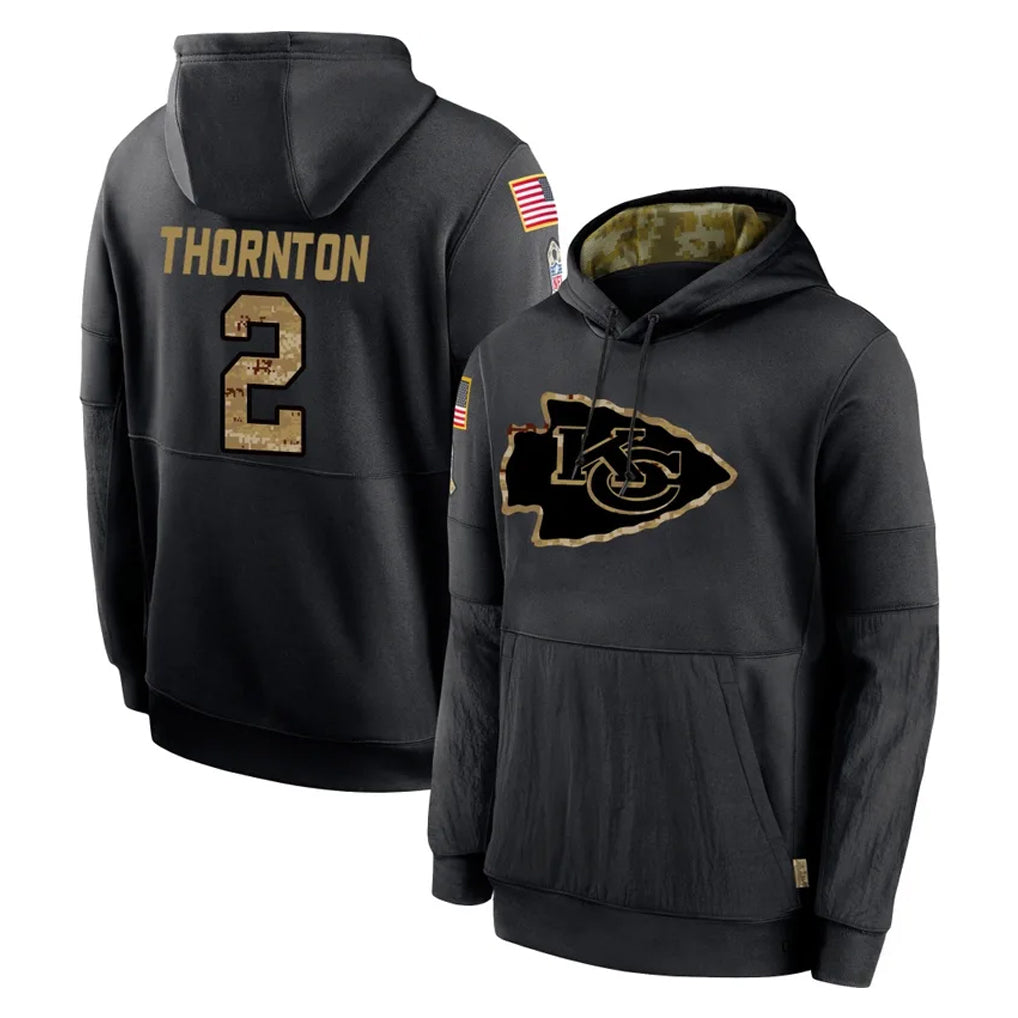 Kdoa KC.Chiefs #2 Tyquan Thornton Player Black Salute to Service Hoodies Limited Game Stitched Jerseys