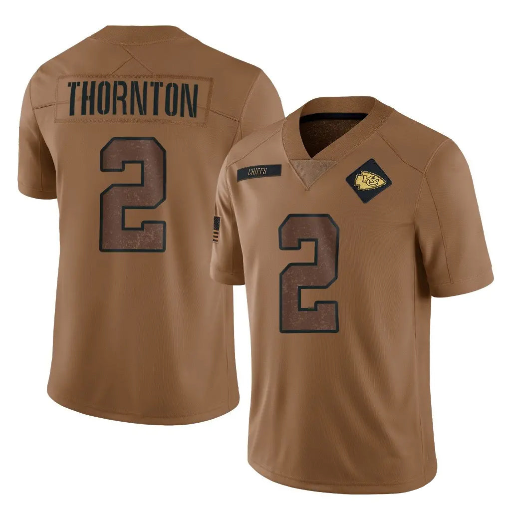 Kdoa KC.Chiefs #2 Tyquan Thornton Player Brown Salute To Service Limited Stitched Jerseys