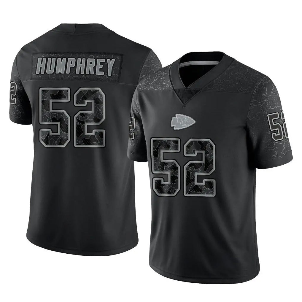 Kdoa KC.Chiefs #52 Creed Humphrey Player Black Limited Reflective Game Stitched Jerseys