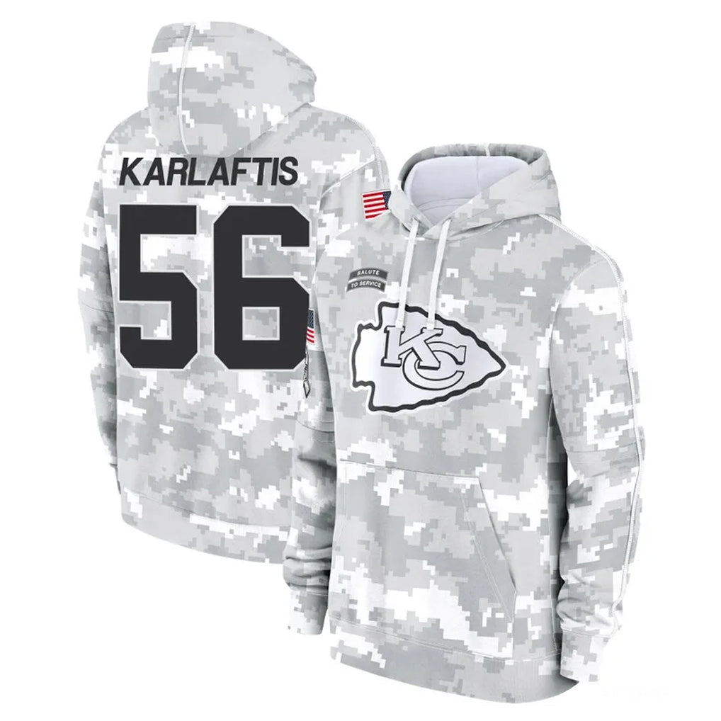 Kdoa KC.Chiefs #56 George Karlaftis Player Arctic Camo Salute to Service Hoodies Limited Game Stitched Jerseys