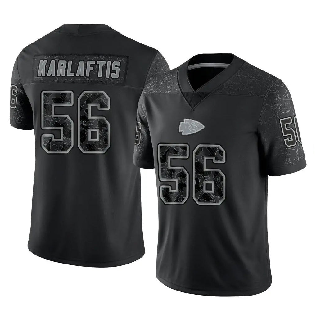 Kdoa KC.Chiefs #56 George Karlaftis Player Black Limited Reflective Game Stitched Jerseys