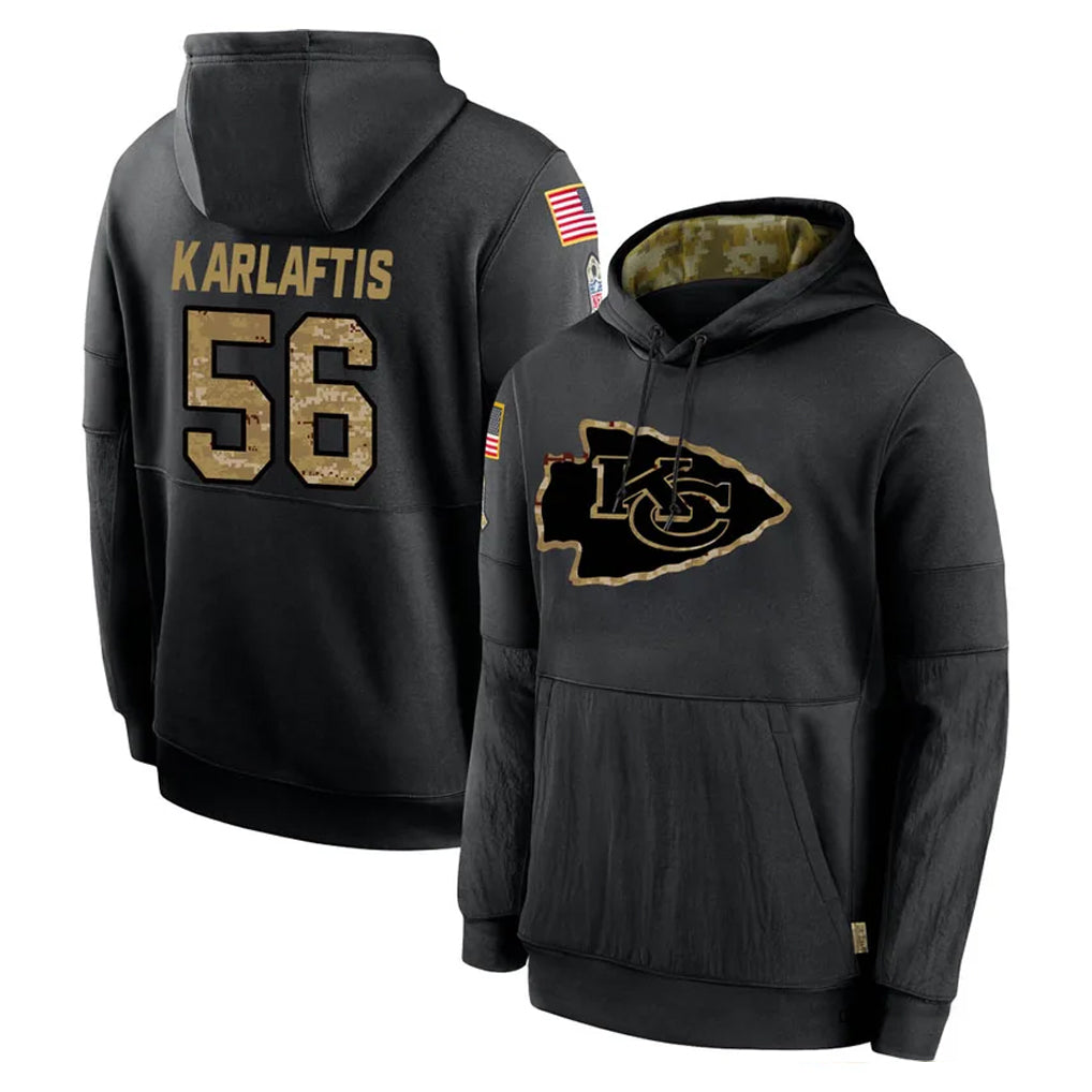 Kdoa KC.Chiefs #56 George Karlaftis Player Black Salute to Service Hoodies Limited Game Stitched Jerseys