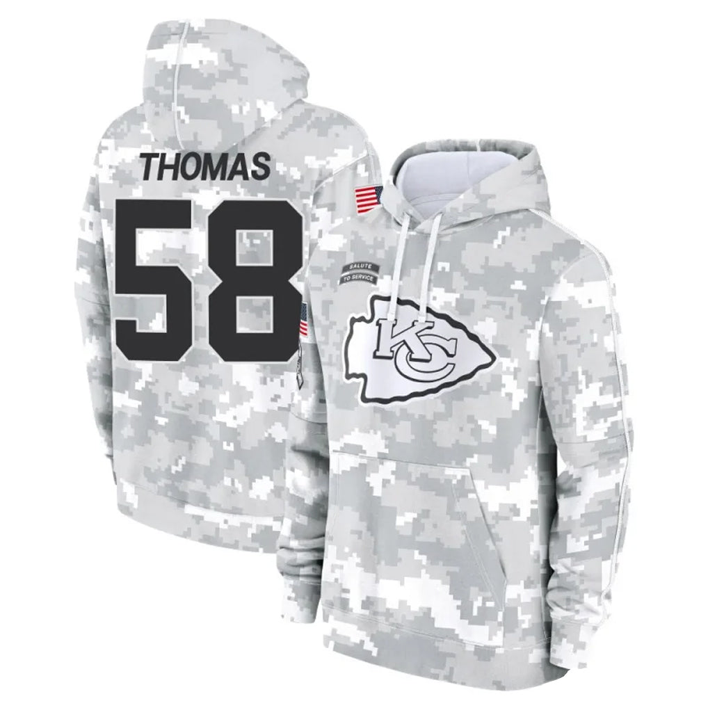 Kdoa KC.Chiefs #58 Derrick Thomas Player Arctic Camo Salute to Service Hoodies Stitched Jerseys