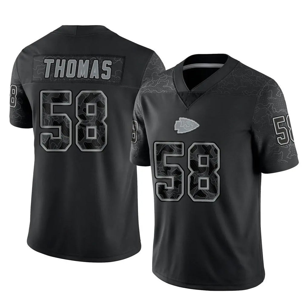 Kdoa KC.Chiefs #58 Derrick Thomas Player Black Limited Reflective Game Stitched Jerseys