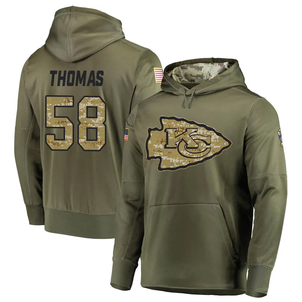 Kdoa KC.Chiefs #58 Derrick Thomas Player Salute to Service Limited Olive Hoodies Stitched Jerseys