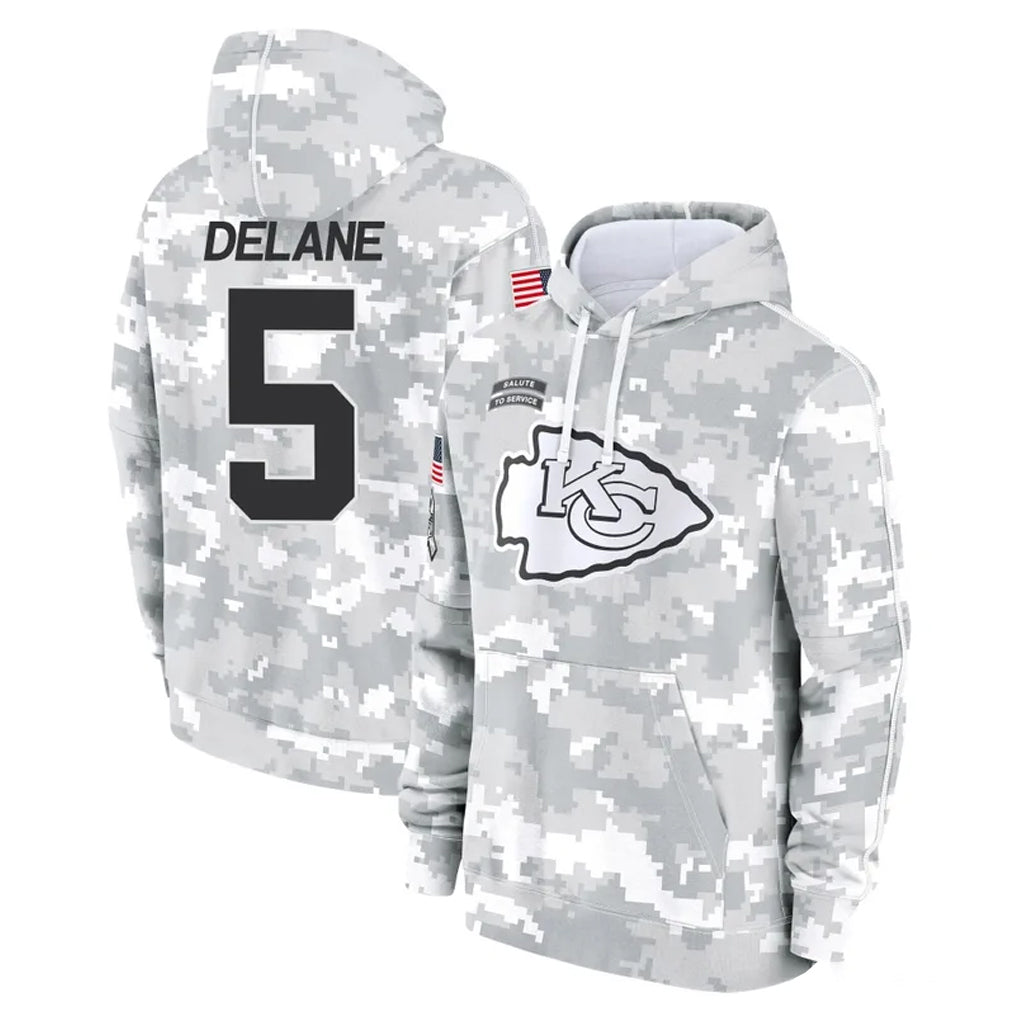 Kdoa KC.Chiefs #5 Mansoor Delane Player Arctic Camo Salute to Service Hoodies Limited Game Stitched Jerseys