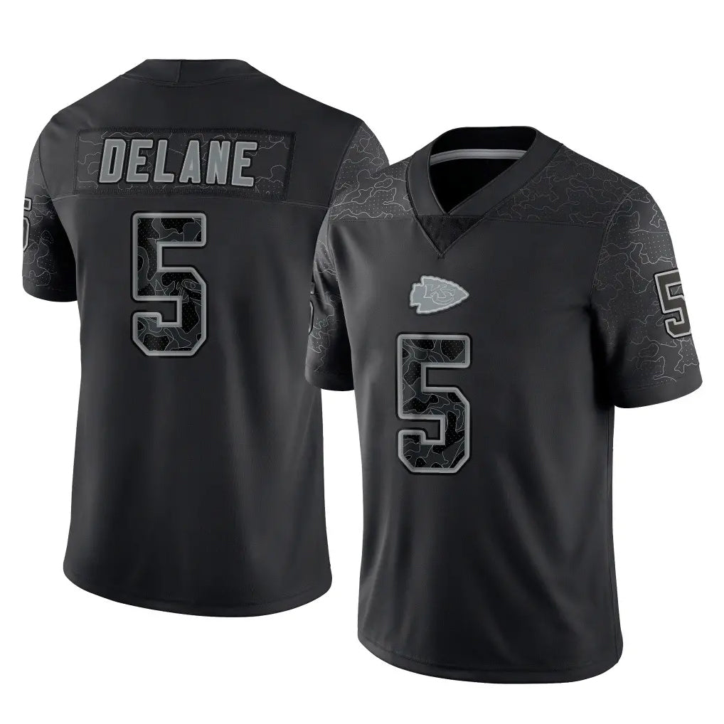 Kdoa KC.Chiefs #5 Mansoor Delane Player Black Limited Reflective Game Stitched Jerseys