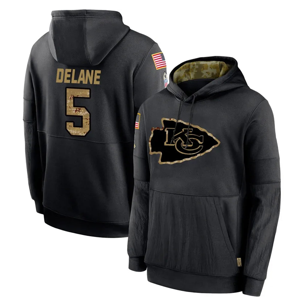 Kdoa KC.Chiefs #5 Mansoor Delane Player Black Salute to Service Hoodies Limited Game Stitched Jerseys