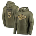 Kdoa KC.Chiefs #5 Mansoor Delane Player Olive Salute to Service Pullover Hoodies Home Game Stitched Jerseys