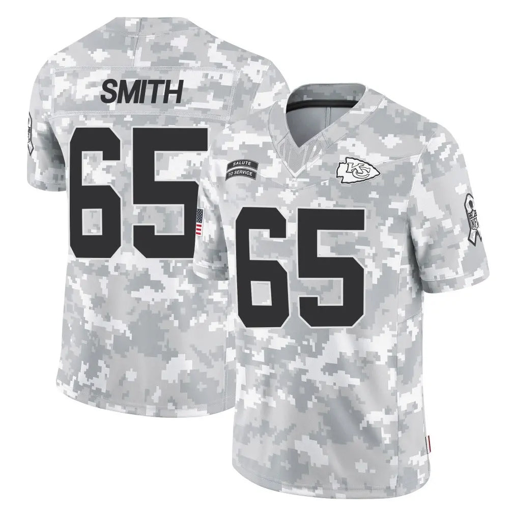 Kdoa KC.Chiefs #65 Trey Smith Player Arctic Camo Salute To Service Limited Game Stitched Jerseys