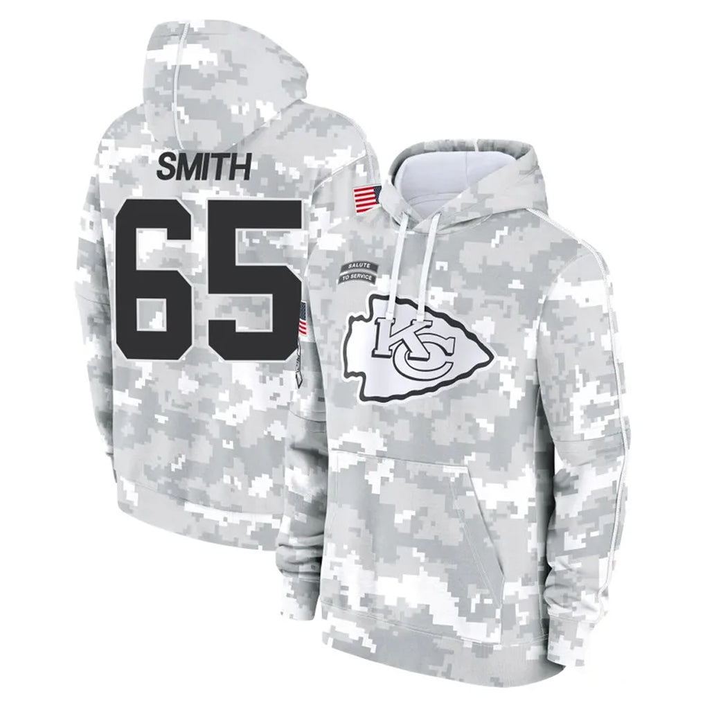 Kdoa KC.Chiefs #65 Trey Smith Player Arctic Camo Salute to Service Hoodies Limited Game Stitched Jerseys